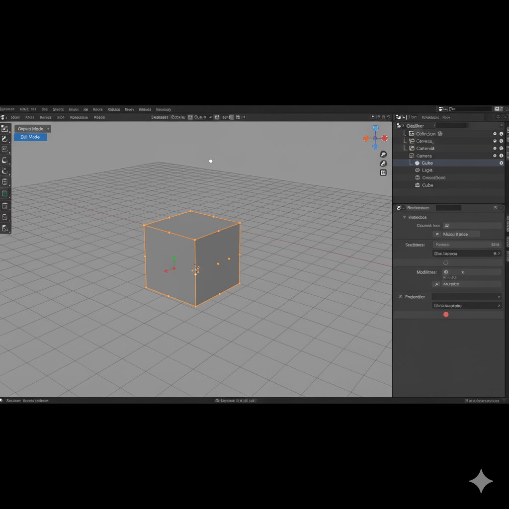 Blender cube in Edit Mode showing vertices