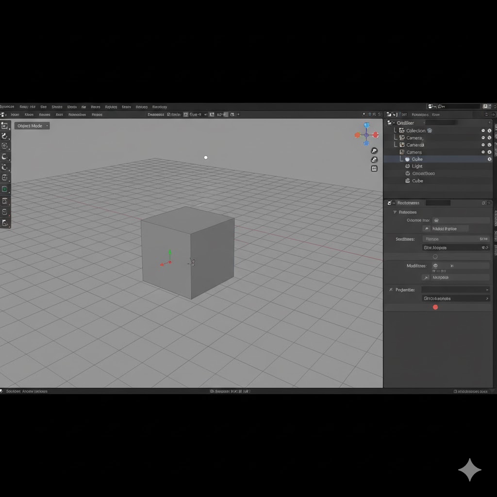 Blender default cube in Object Mode